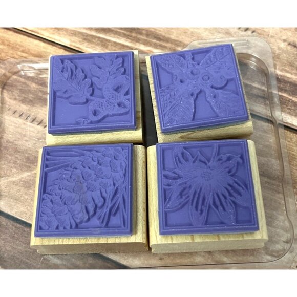 2003 STAMPIN' UP! CLOSE TO NATURE Wood Mounted Rubber Stamp set of 4 LEAF ACORN - Picture 5 of 5